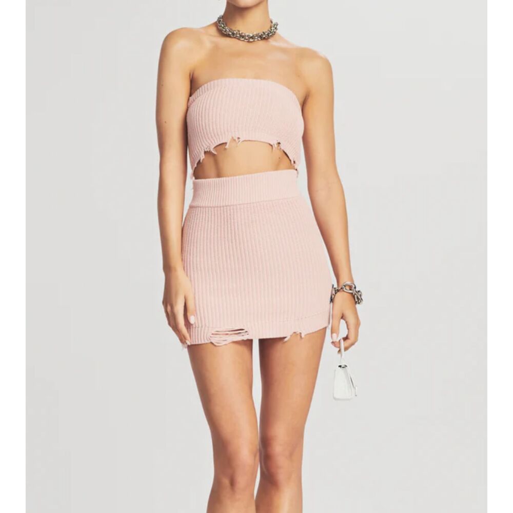 SER.O.YA Lola Knit Distressed Strapless Cutout Dress NWT Small